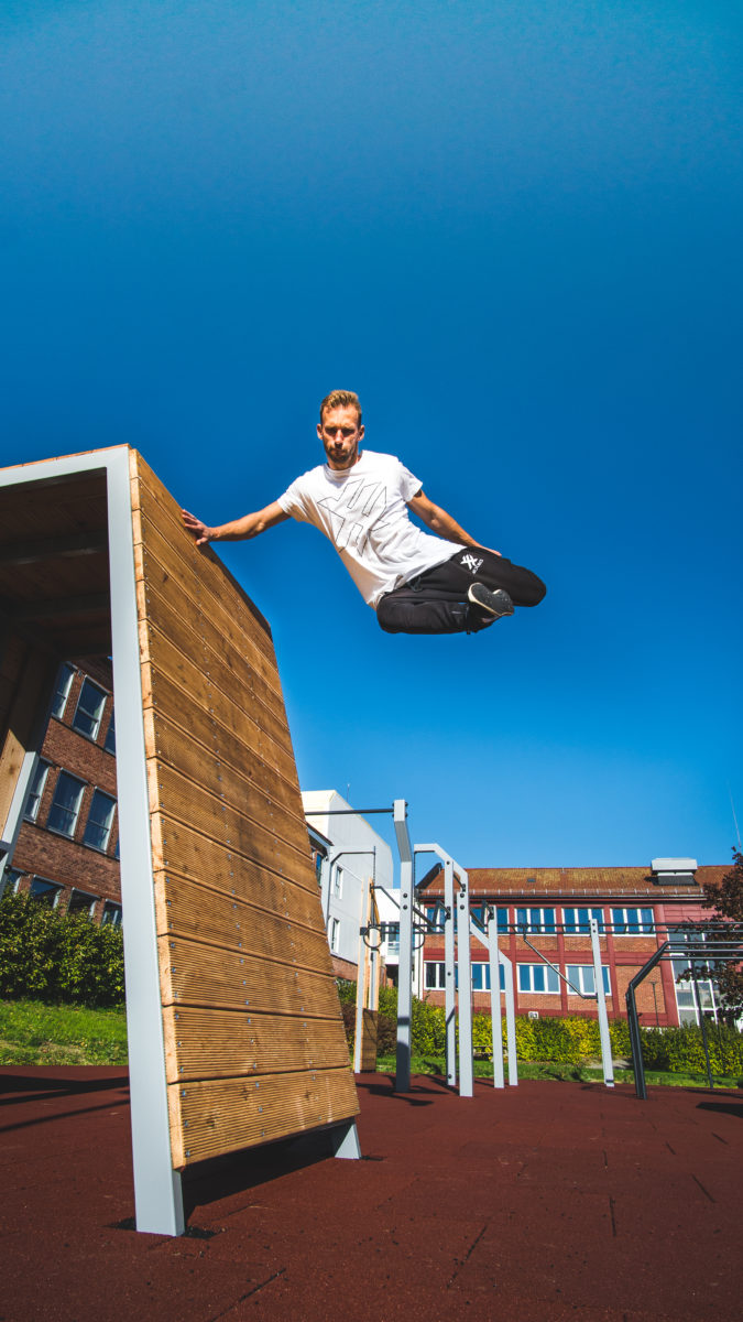 Parkourutøver Dominik Cieszynski